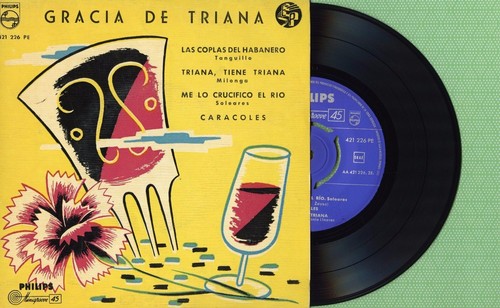 GRACIA DE TRIANA / Cante Flamenco / PHILIPS 421 226 PE Press Spain 1958 EP VG+ - Foto 1 di 5