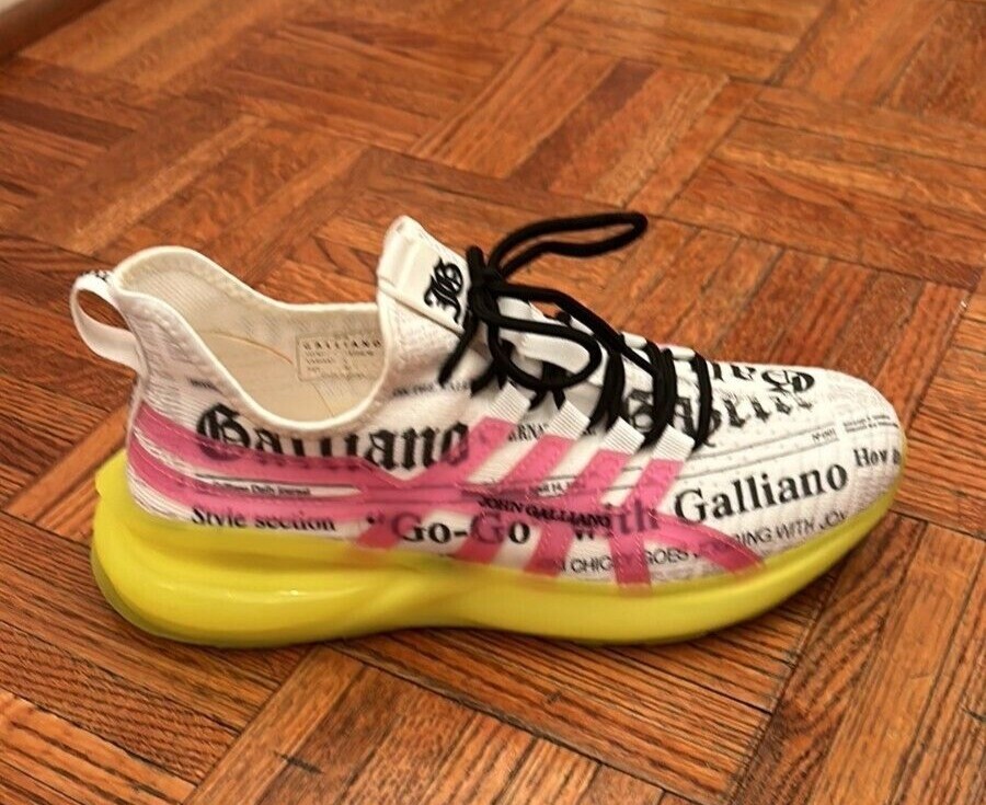 John Galliano Neon News Print Fashion Sneakers EU size 40 | eBay