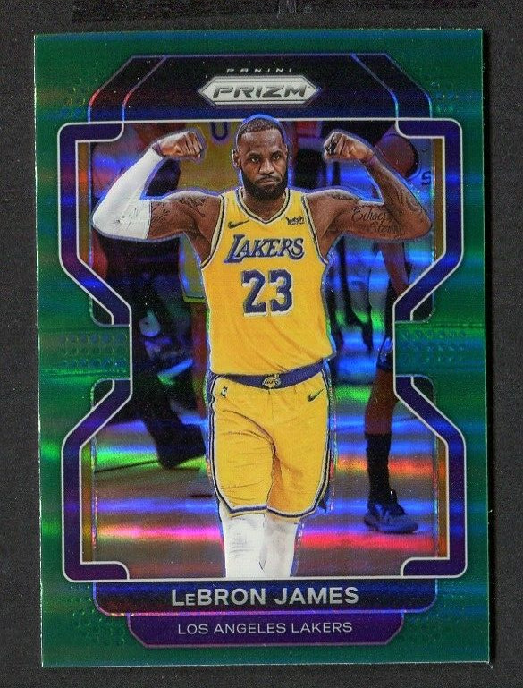 2021-22 Panini Prizm Basketball LeBron James #91 Green Prizm NM/M