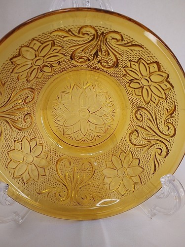4 Vintage Tiara Indiana Amber Sandwich Glass Small Fruit Dessert Bowl - Picture 7 of 7