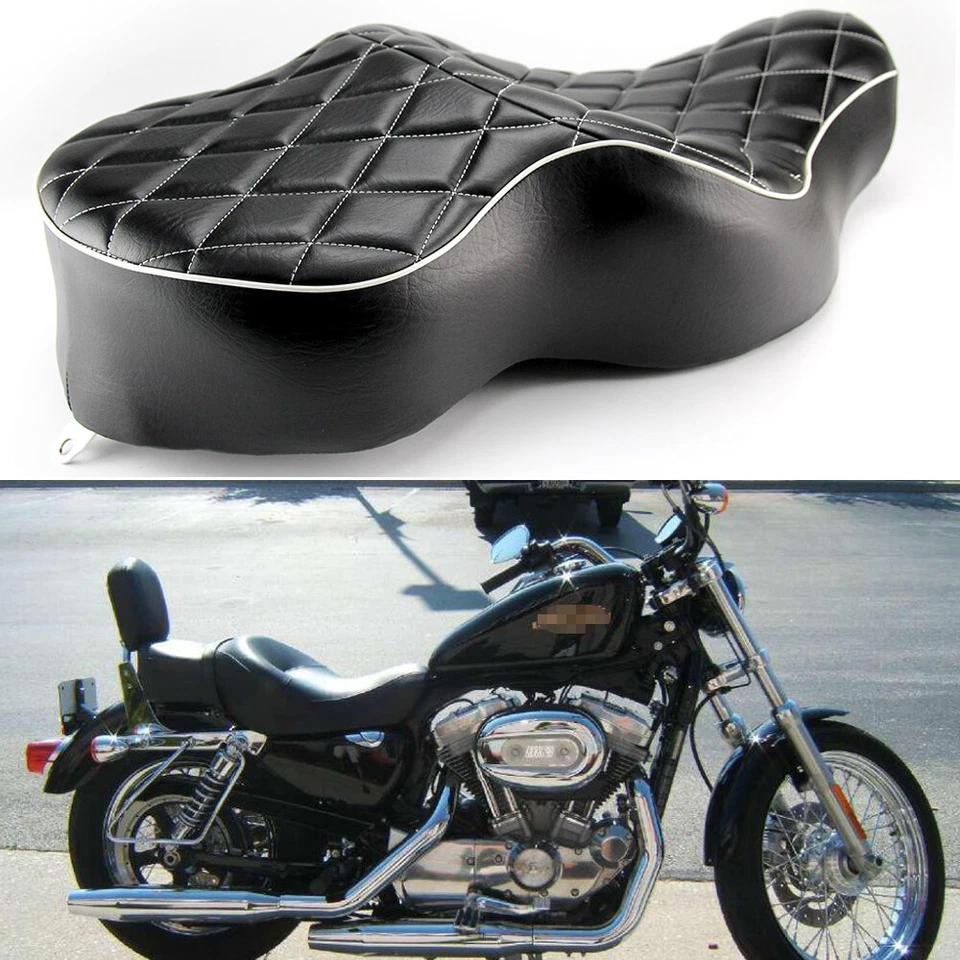 Asiento doble conductor pasajero para Harley Sportster Iron 883 XL 1200 personalizado Foto 3 de 4