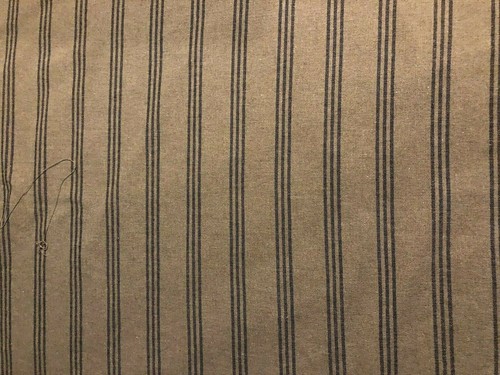 Primitive Natural Taupe and Black Striped 100% Linen Weave Fabric BTHY - Picture 1 of 2