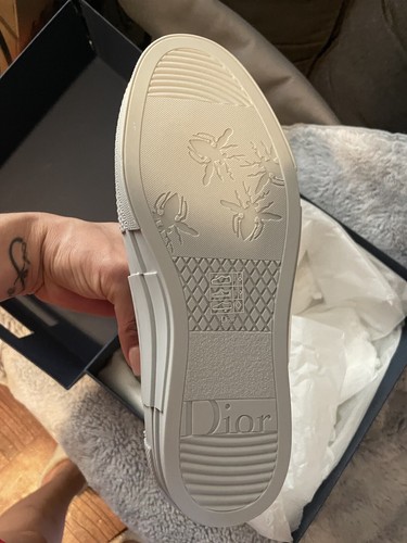 New with COA Dior B23 HIGH-TOP SNEAKER White/Gray Oblique Canvas Size M- B23 - Picture 3 of 14