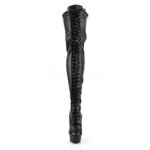 Pleaser Delight-3023 schwarze Stretchstiefel Gothic Absatz vegane Stange Fetisch Plattform - Bild 2 von 5