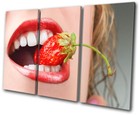 Food Kitchen Sexy Strawberry Lips TREBLE CANVAS WALL ART Picture Print VA