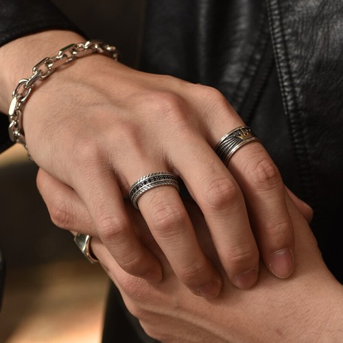mens silver rings solid Adjustable Uk Gift Womens Mens Band Rings Fashion Weding - Picture 24 of 25