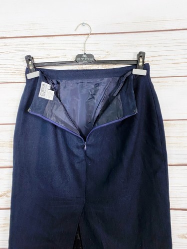 Atrium Collection Womens Midi Skirt Sz 10 Blue Straight & Pencil Back Slit Zip  - Picture 5 of 6