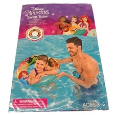 Disney Princess Swim Ring Inflatable Pool Float Ages 3-6 Multicolor 18.9in/48cm 