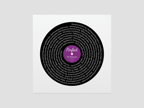Ed Sheeran Lyrics Vinyl Print – Perfect – Wedding Anniversary Keepsake - Picture 26 of 29