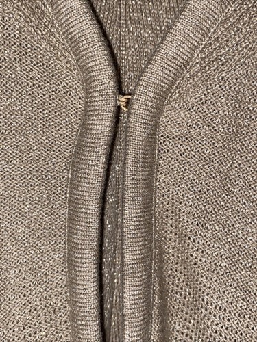 Jennifer Lopez JLO Sweater Shrug Women’s M Vest Shawl Gold Sparkle Lurex FLAW - Picture 5 of 10