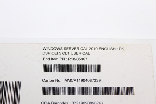Windows Server CAL 2019, R18-05867 MICROSOFT SERVER 2019 5 USER CAL LICENSE - Picture 8 of 10