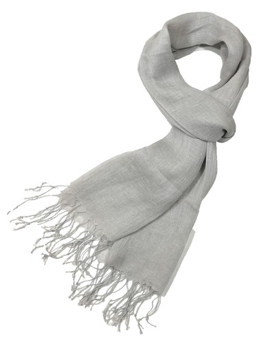Unisex 100% Linen Scarves for Men and Women 71"x22" Light Grey - Picture 2 of 5