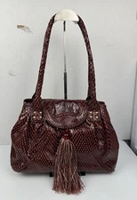 La Gioe di Toscana by Sharon Gioe Burgundy Reptile Leather Handbag