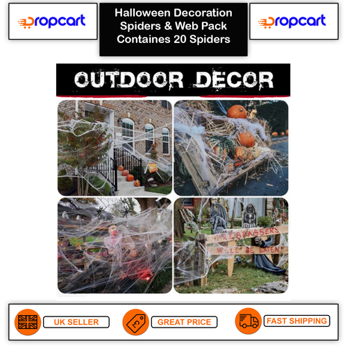 Halloween Spider Webs Decorations with 20 Extra Fake Spiders, Indoor and Outdoor - Picture 5 of 5
