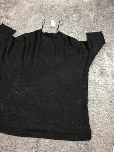 Jaclyn Smith Sweater Woman Size 1X Black Sequin Short Sleeve Collection - Picture 12 of 13