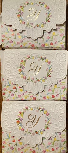 Carol's Rose Garden MONOGRAMM Tulpe Blanko Grußkarten Set 10 ABHOLBRIEF - Bild 8 von 10