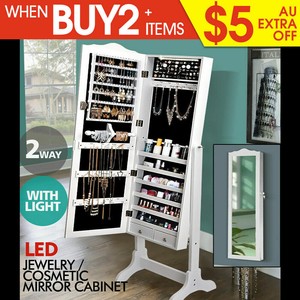 Mirror Jewellery Cabinet Storage Organiser Box Makeup Tall