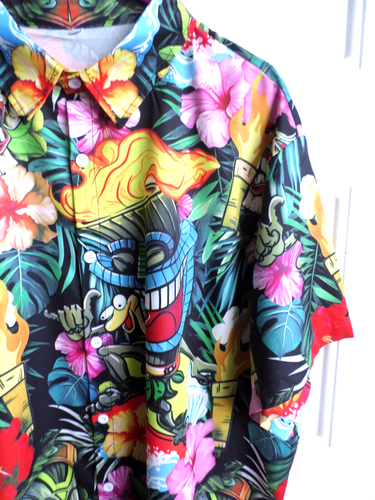 Tikis Torches Floral Herren Hawaiihemd Größe XL Hawaii Native All Over Print - Bild 2 von 5