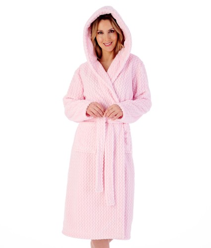 Bata de baño con capucha Slenderella para damas en zig zag suave cuello polar vestido - Imagen 4 de 89