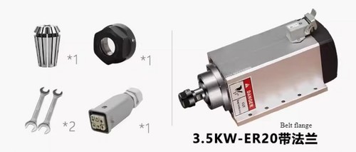 Motore mandrino quadrato raffreddato ad aria 2,2 kw ER20 220V motore incisione fresa - Foto 13 di 14