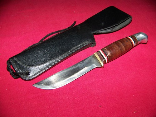 Vintage Japan  Hunting Knife 9 in. 4-1/2 in. With Nice Sheath - Picture 3 of 11