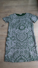 WHITE STUFF UK 12 Viscose Cap Sleeve Smart Dress Green Beige Paisley Print LINED