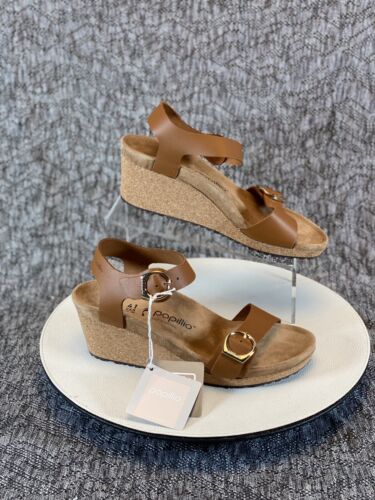 Birkenstock Papillio Soley Ring Buckle Sandal Size 41 / 10 Ginger Brown Wedge - Picture 3 of 7