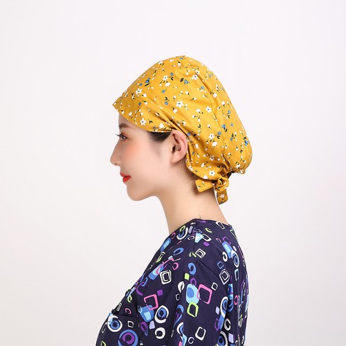 Doctors Nurse Hat Adjustable Floral Printed Bouffant Cap Hair Cover Worked Scrub - Picture 301 of 442