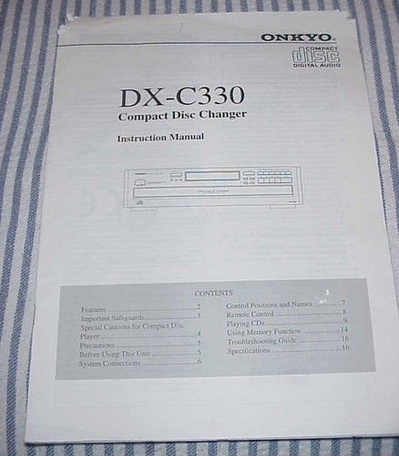 USER MANUAL for ONKYO DX-C330 Compact Disc Changer/Player - Picture 1 of 3