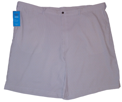 NWT Mens HAGGAR Tan Pinstriped Seersucker Dress Shorts SIZE 48 Big & Tall NEW