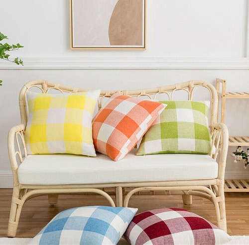 18" 20" 22" 24" Tartan Check Linen Cushion Cover Pillow Cases Waist Home Decor - Bild 8 von 21