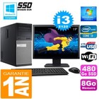 PC tour DELL 7010 Core I3-2120 RAM 8Go Scheibe 480 GB SSD Wifi W7 Bildschirm 19