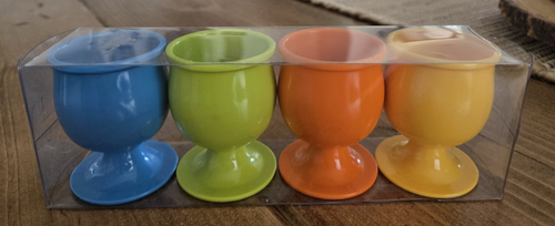 Melamine Egg Cups Holders Set of 4 Bright Vibrant Colors Zak!? - Picture 2 of 4