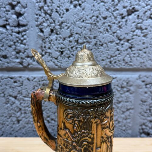 Vintage West German Large Stein Beer Garden W/ Swiss MAPSA Music Box 9 1/2 in - Foto 3 di 24