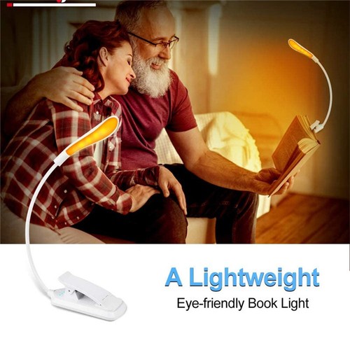 USB Rechargeable Clip-On Book Light 3 Color Book Lamp Adjustable Brightness Read - Zdjęcie 7 z 15