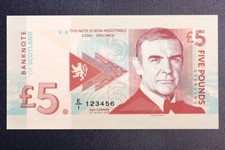 5 pounds Scotland Sean Connery 2014y UNC EI 123456 Matej Gabris collector note