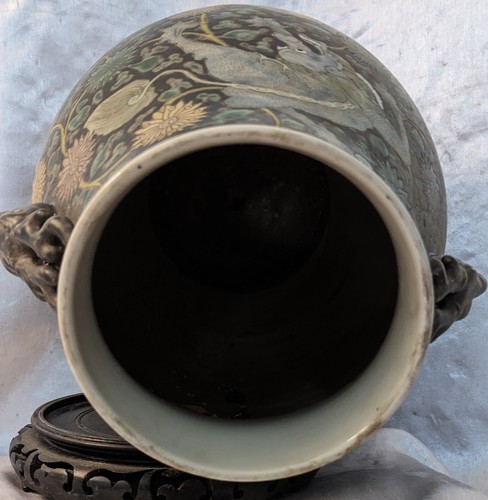 Vase Porcelaine De Chine Fond Noir Époque République Marque Kangxi 1662/1722. - Picture 12 of 24