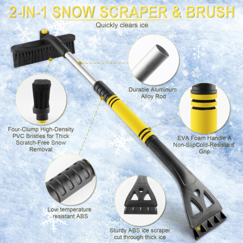Ice Scraper and Snow Brush for Car Windshield, 32" Extendable Snow Removal Tool - Picture 4 of 6