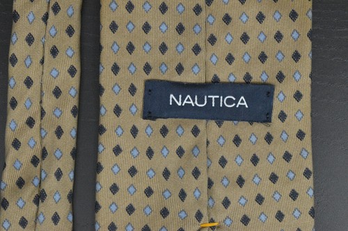 Nautica Tie Brown Blue Geometric Pattern Silk Classic Made In Costa Rica Mens - Picture 7 of 9
