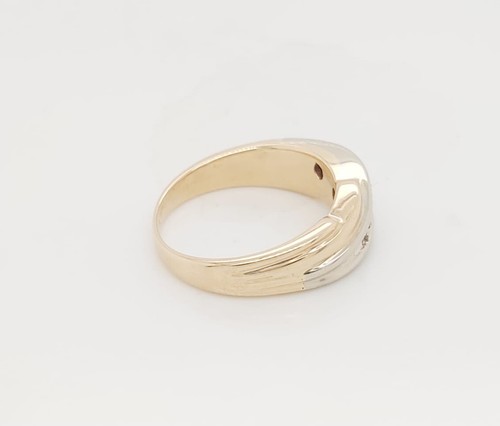 10k Two Tone Gold Men's Diamond Wedding Band Ring - Picture 9 of 9