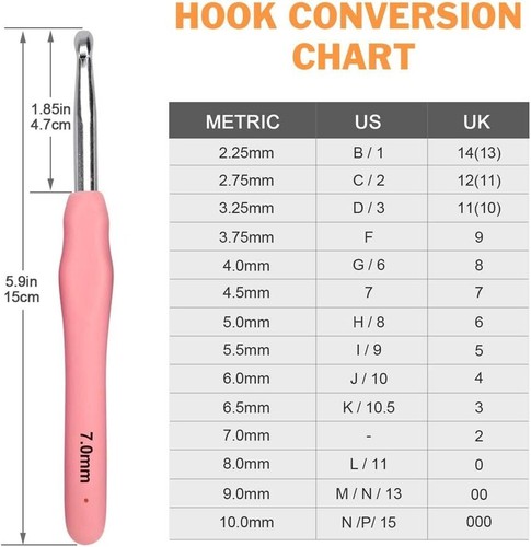 Crochet Hooks Set Clover Amour Steel Pastel 14 Pcs Ergonomic Easy Grip Bright - Picture 4 of 7