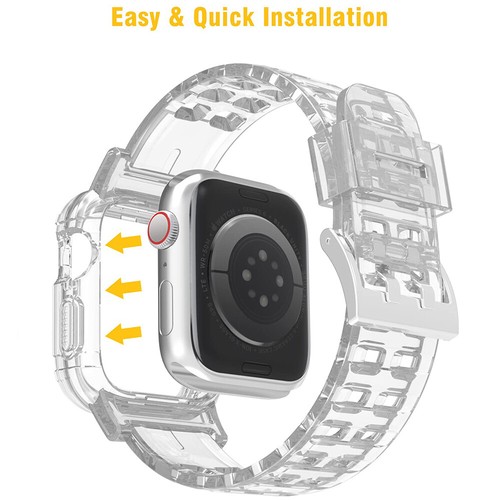 TPU Clear iWatch Band Strap +Case Sport for Apple Watch Series 8 7 6 SE 41/45mm - Picture 10 of 56
