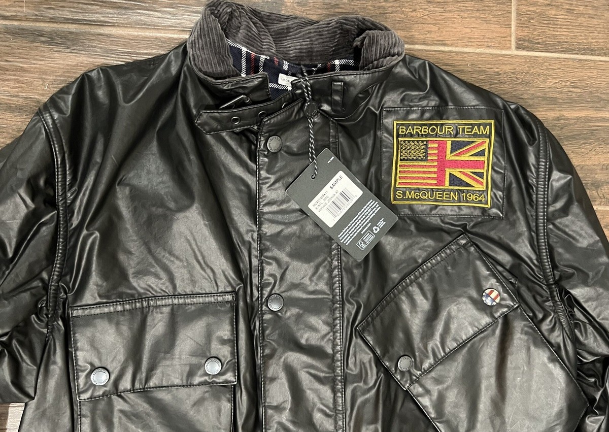 NWT BARBOUR Team Men's Black Motorcycle Jacket Mcqueen 1964 Size M