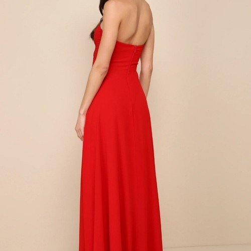 NWOT Lulu's Red Rhinestone Strapless Maxi Dress Size XL=14/16 - Bild 3 von 5