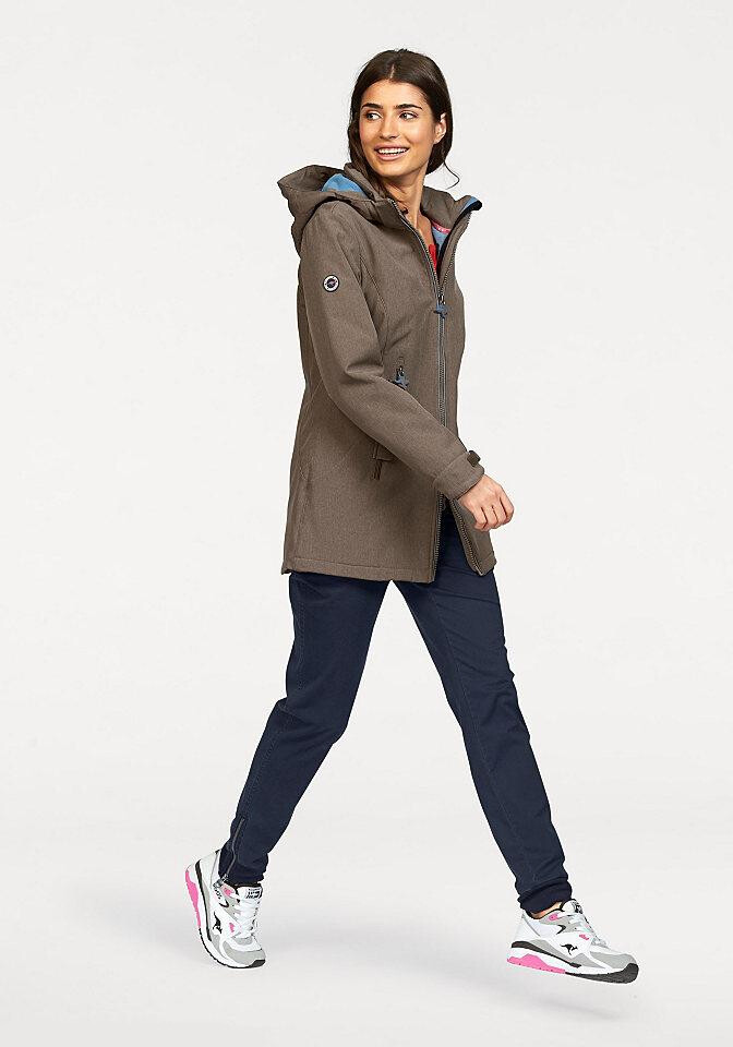 KangaROOS Damen Kurzmantel Softshelljacke Kapuze Übergang Meliert taupe