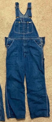Vintage Lee Denim Overalls Bibs Men Union Made Carpenter Blue 36