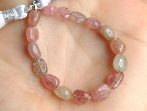 Natural Pink Sapphire Smooth Plain Polish Nugget Gemstone Beads 4.5" - Picture 7 of 7