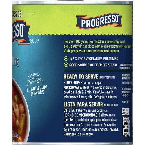 (6 pack) Progresso Minestrone Soup, Vegetable Classics Canned Soup, 19 oz - Picture 7 of 9