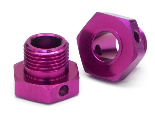 (HPI 86387) Hellfire / Savage 17 mm adaptador de buje hexagonal / púrpura / 2 piezas - Imagen 2 de 4