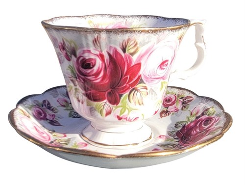Royal Albert Summer Bounty Serie Rubin Teetasse & Untertasse Bone China England Rosen - Bild 8 von 12